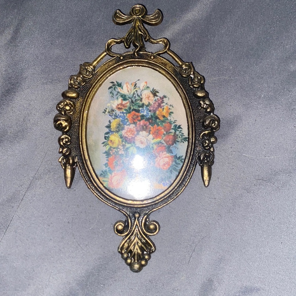 Beautiful small vintage floral picture with frame